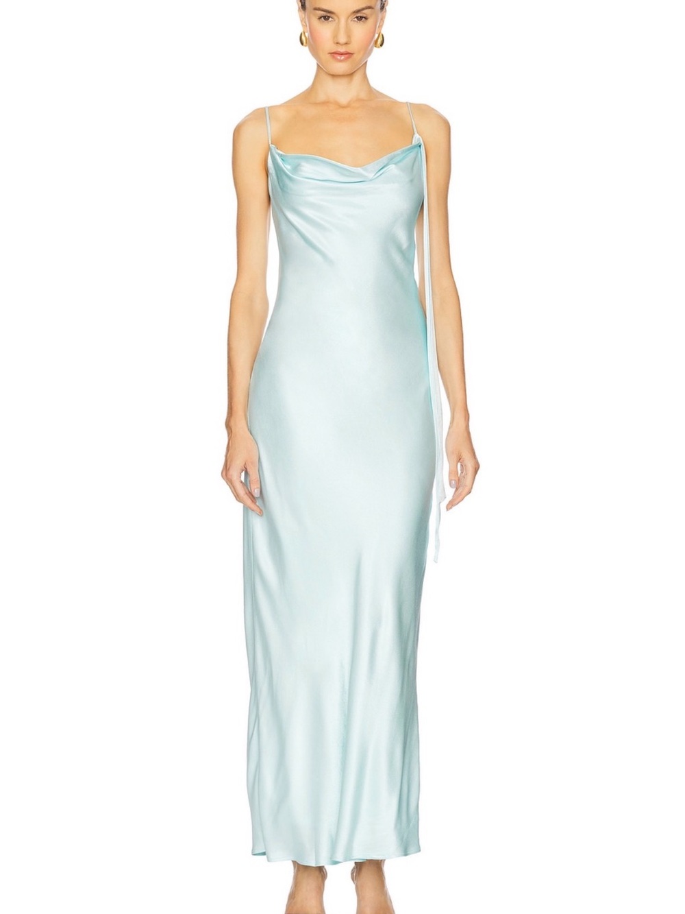 Bardot Cowl Neck Slip Dress in Light Aqua